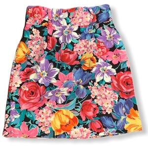 Vintage 80s high waist retro floral Pencil Skirt